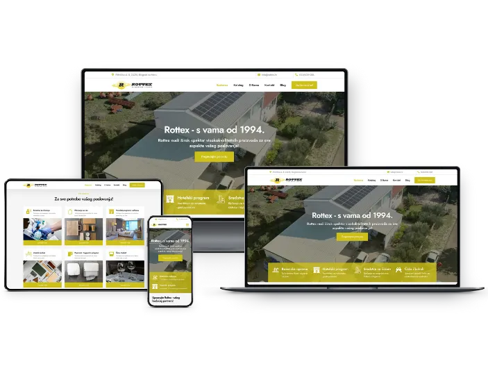 Prikaz Rottex web trgovine s katalogom proizvoda za čišćenje i ugostiteljstvo